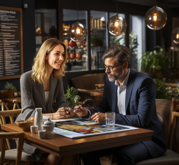 Manager discussing about the project with the client